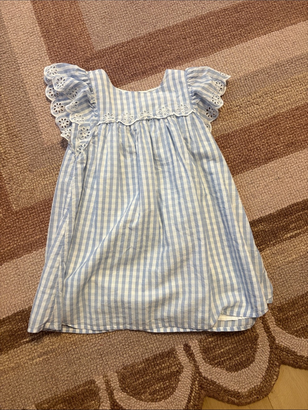 Blue & White Striped Girls' Dress with Eyelet Lace- BabyGap size 4